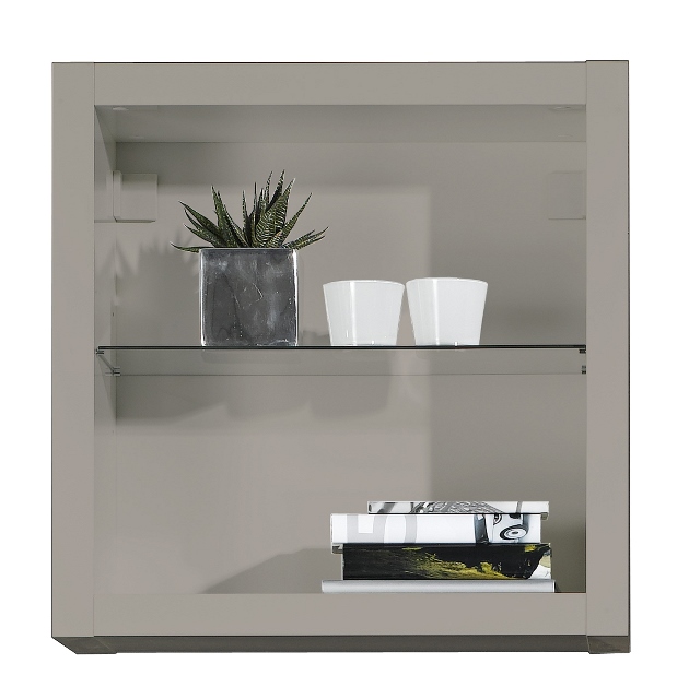 Elegance Hängeschrank Match + Glas Wandschrank Vitrinen-Schrank Grau